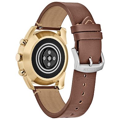 Citizen CZ SMART Gold Stainless Steel Hybrid Sport Smartwatch with Brown Leather Strap