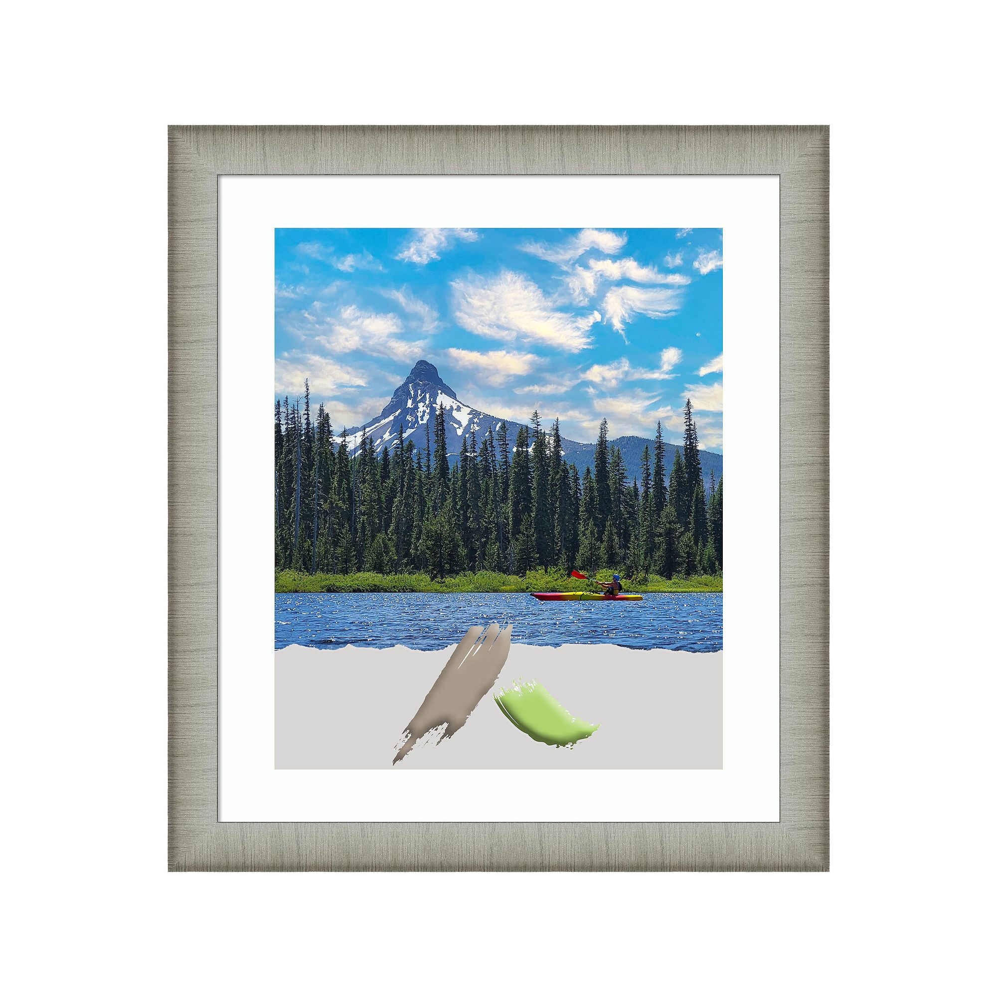 Amanti Art Elegant Brushed Pewter Narrow Picture Frame, Elegant Silver