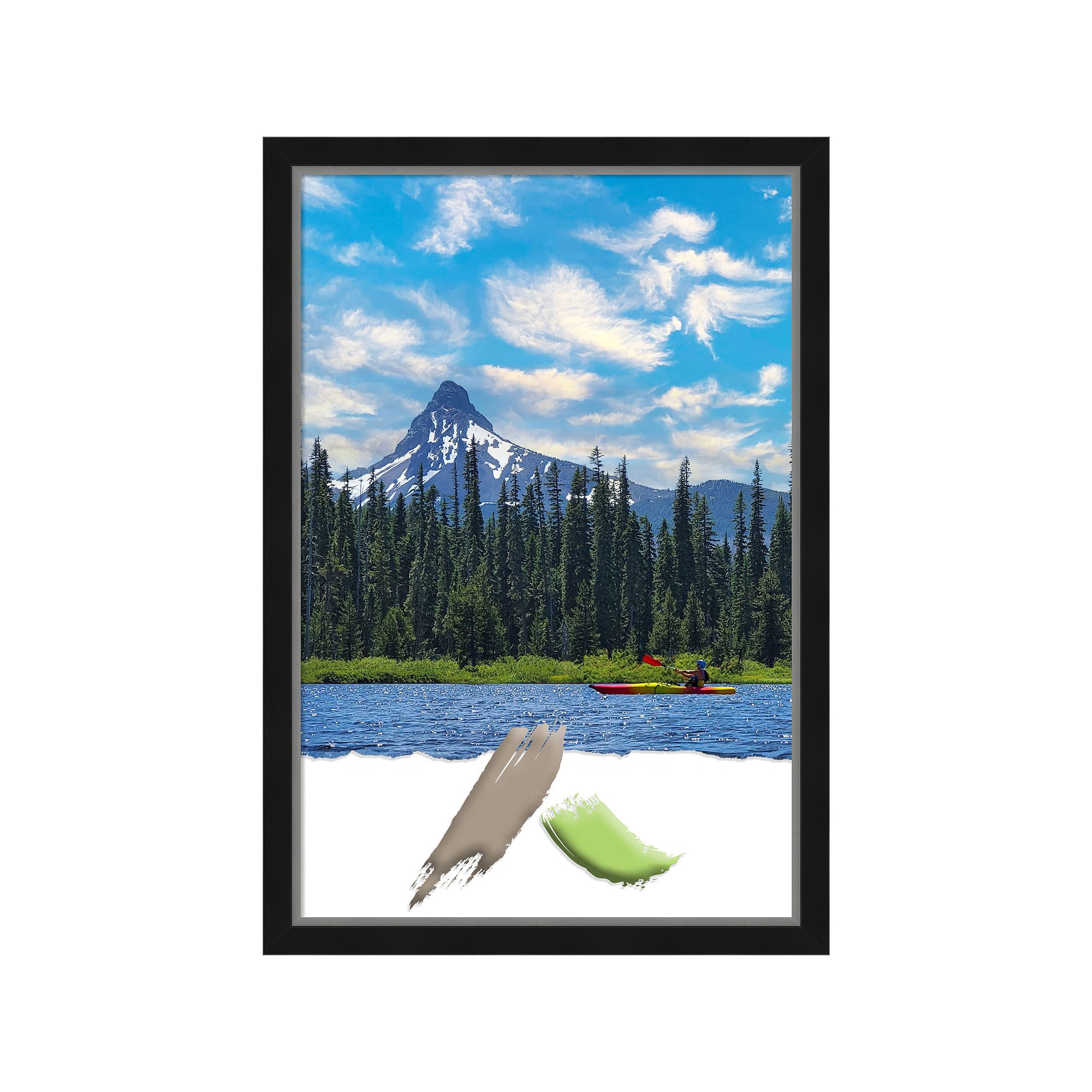 Amanti Art Eva Black Silver Narrow Picture Frame
