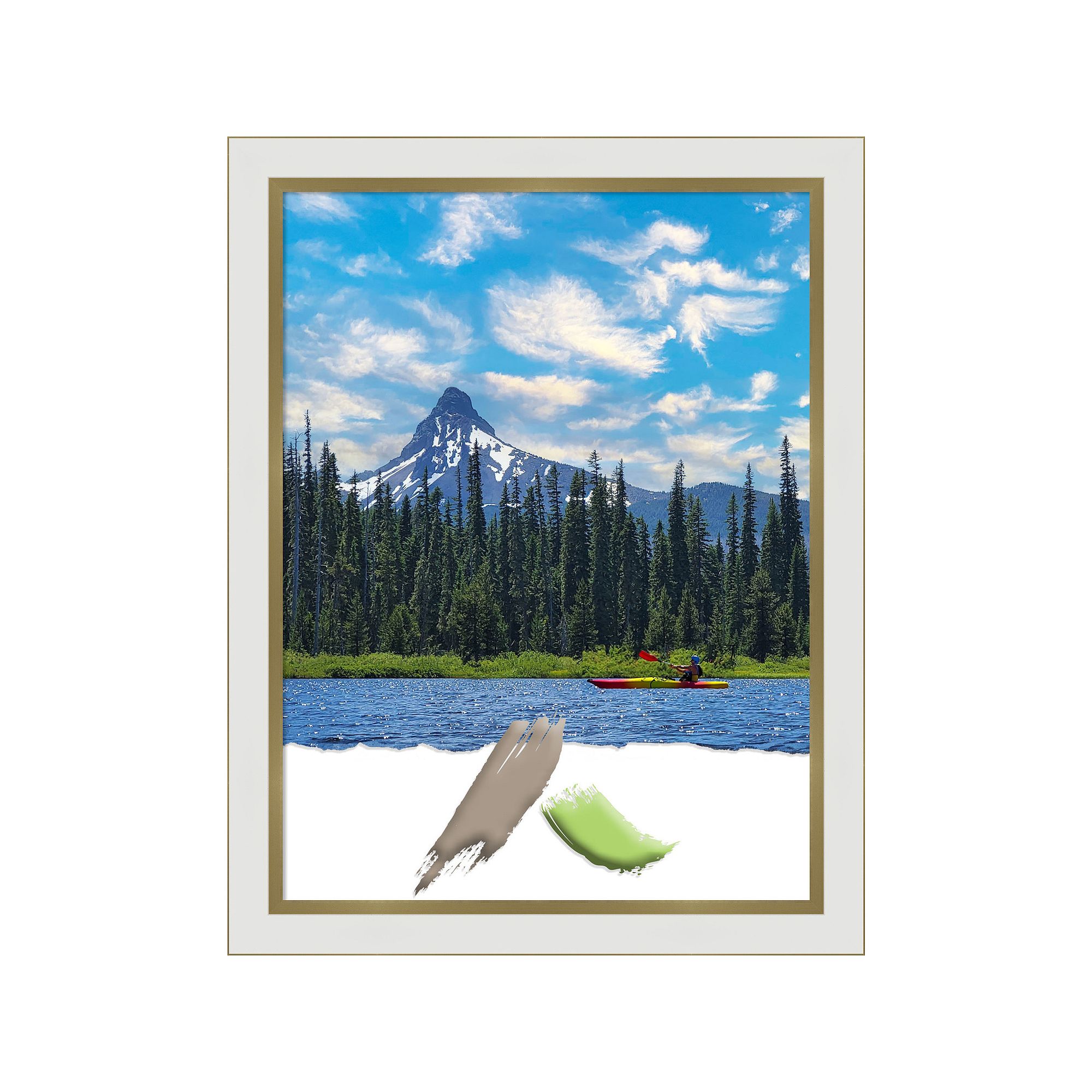 Amanti Art Eva White Gold Narrow Picture Frame