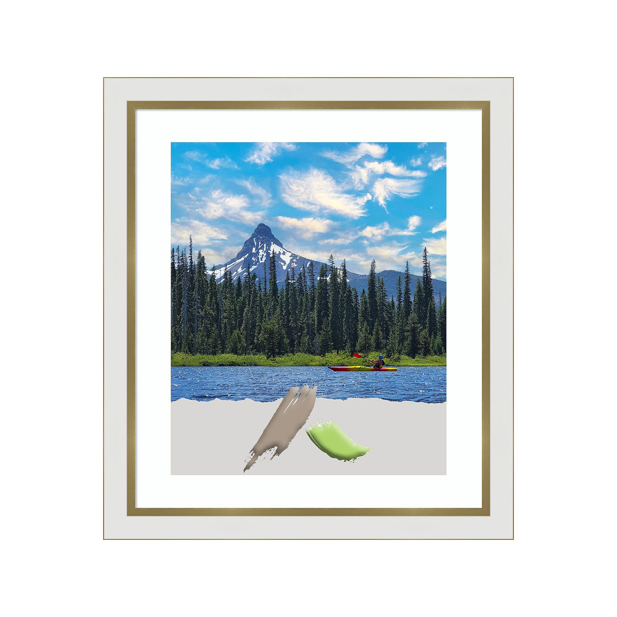 Amanti Art Eva White Gold Narrow Picture Frame