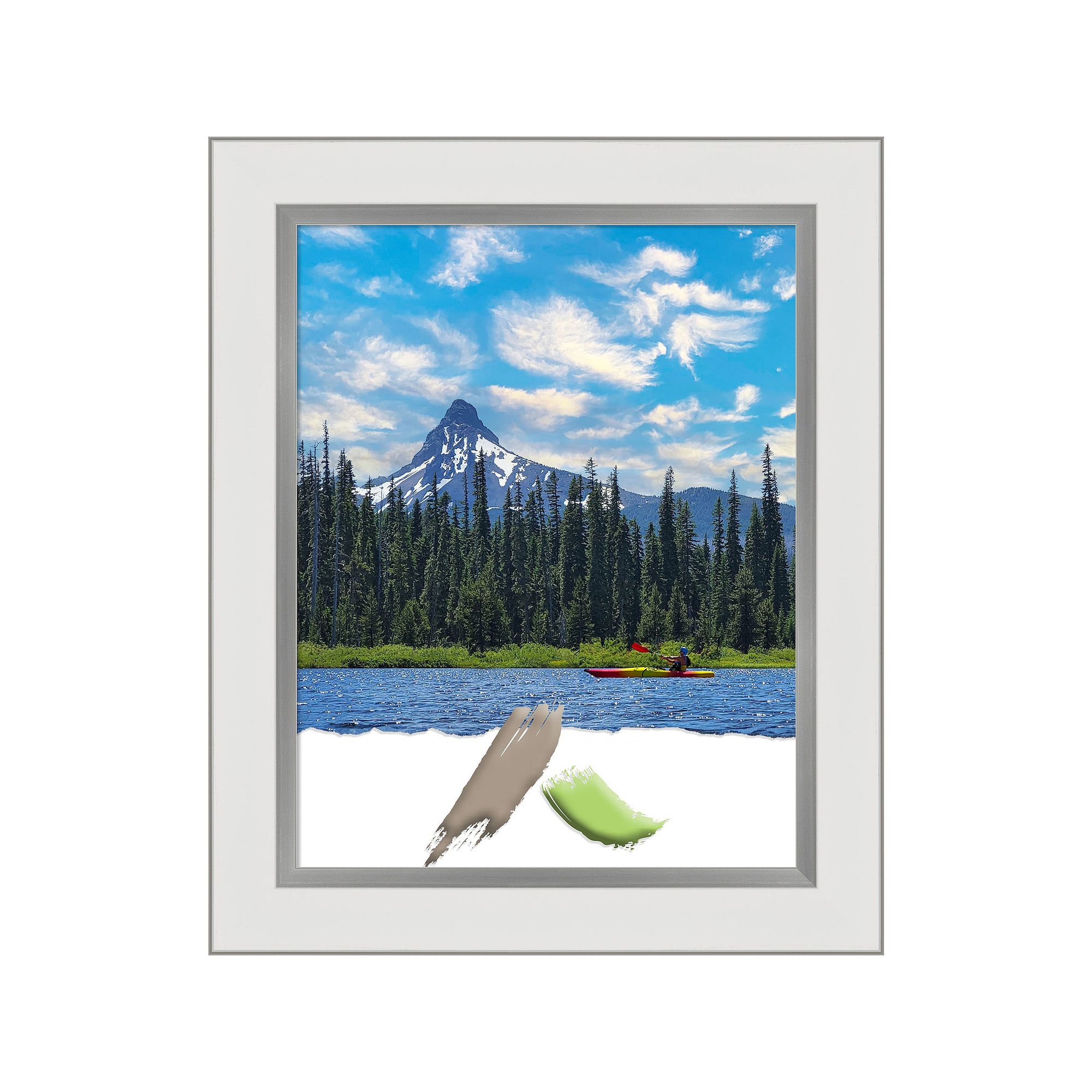 Amanti Art Eva White Silver Narrow Picture Frame