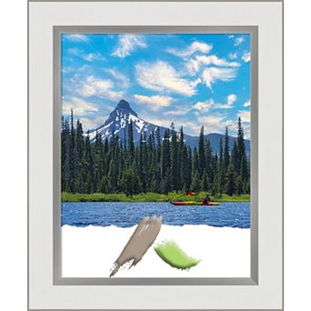 Amanti Art Eva White Silver Narrow Picture Frame