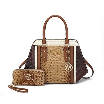 MKF Collection Daisy 2 pc Croco Satchel bag with Wallet by Mia K