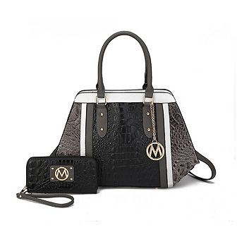 MKF Collection Daisy 2 pc Croco Satchel bag with Wallet by Mia K