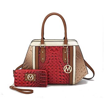 MKF Collection Daisy 2 pc Croco Satchel bag with Wallet by Mia K