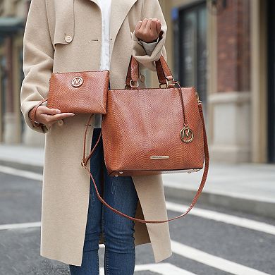 MKF Collection Beryl Snake-embossed Womens Tote Bag with Wristlet by Mia K
