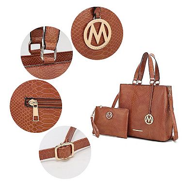 MKF Collection Beryl Snake-embossed Womens Tote Bag with Wristlet by Mia K