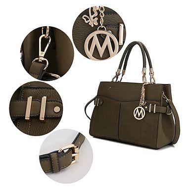 MKF Collection Tenna Vegan Leather Womens Satchel Bag with Wristlet by Mia K