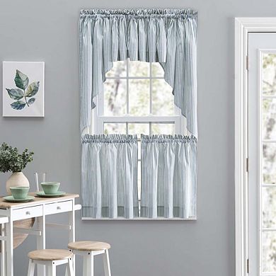 Curtain Plaza Classic Stripe Printed Unique Tailored Tiers 1.5" Rod Pocket