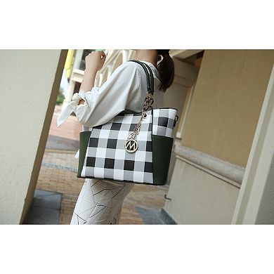 MKF Collection Mariely Checker Womens Tote Handbag & Wallet Set by Mia K