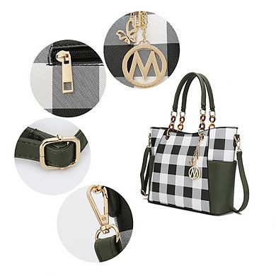 MKF Collection Mariely Checker Womens Tote Handbag with Wallet Set by Mia K