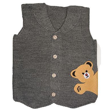 Sweater Vest For Infants and Toddlers - Cute Bear Design Cardigan for Little Kids