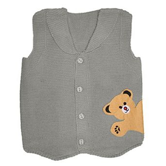 Sweater Vest For Infants and Toddlers - Cute Bear Design Cardigan for Little Kids