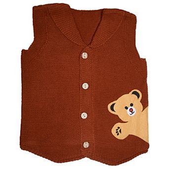 Sweater Vest For Infants and Toddlers - Cute Bear Design Cardigan for Little Kids