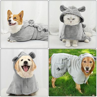 Super Absorbent Soft Dog Drying Coat with Cap & Pocket