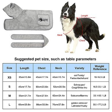 Super Absorbent Soft Dog Drying Coat with Cap & Pocket