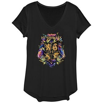 Women's Harry Potter Deathly Hallows 2 Hogwarts Plant Crest Graphic Tee