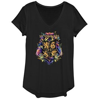 Women's Harry Potter Deathly Hallows 2 Hogwarts Plant Crest Graphic Tee