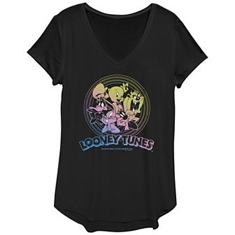Women's Looney Tunes Cartoon Characters Bulls-Eye Rings Gradient Graphic Tee