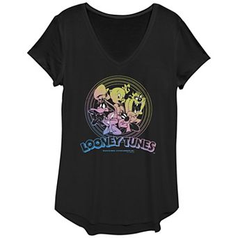 Women's Looney Tunes Cartoon Characters Bulls-Eye Rings Gradient Graphic Tee