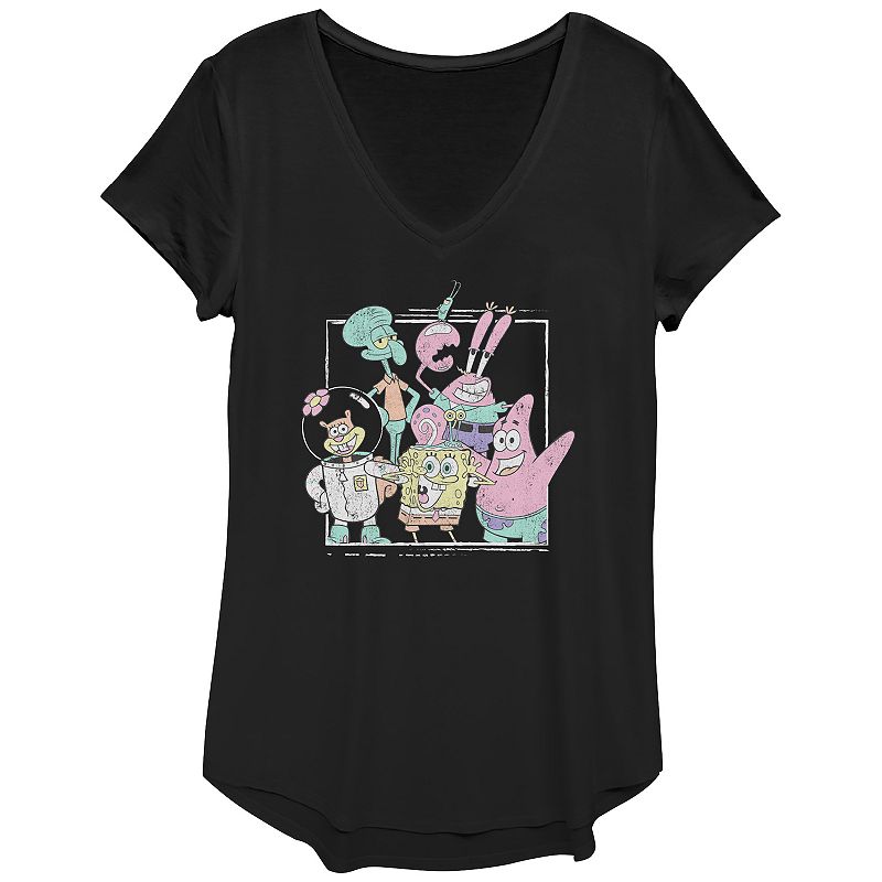 Women's Nickelodeon SpongeBob SquarePants Bikini Bottom Gang Graphic Tee, Girl's, Size: XS, Black