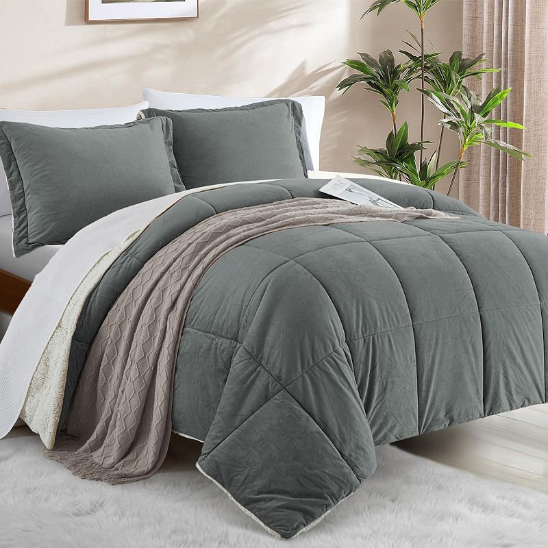 Kohl's ultra plush reversible micromink best sale & sherpa fleece comforter set