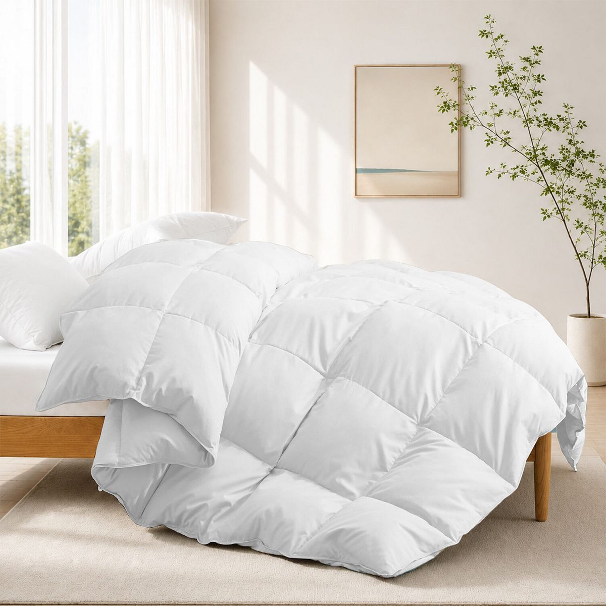 Unikome Premium Goose Feather Down Comforter - White, CAL KING