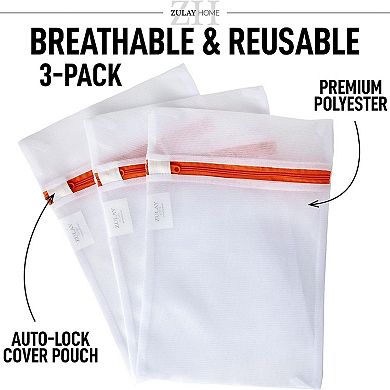 Zulay Kitchen 3 Pack Mesh Laundry Bags for Delicates Small