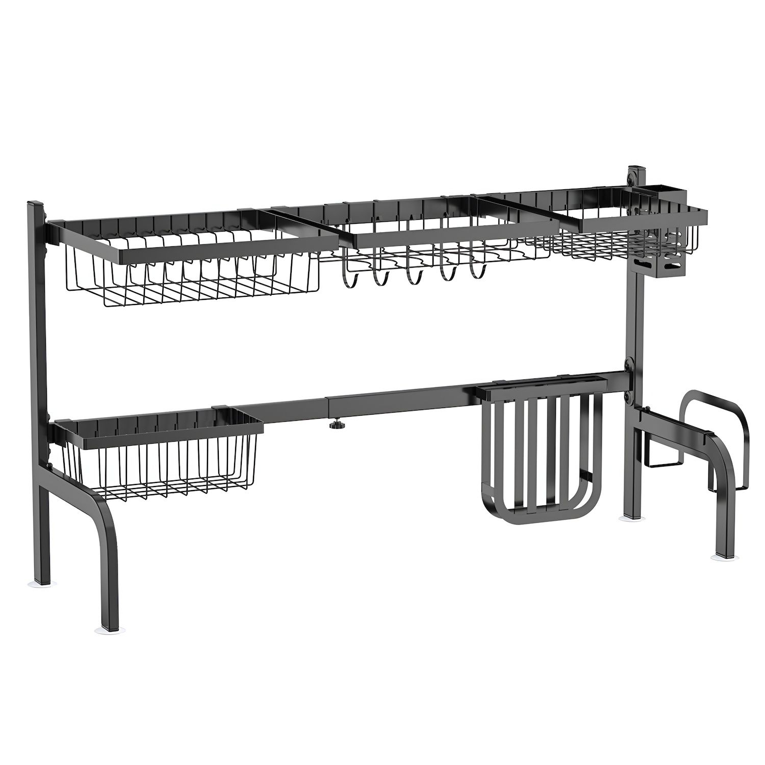 MegaChef 17.5 Inch Dish Rack with 14 Plate Positioners and a Detachable  Utensil Holder in Black