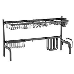 Gibson Home Folding Dish Rack Set Stainless Steel Drip Tray