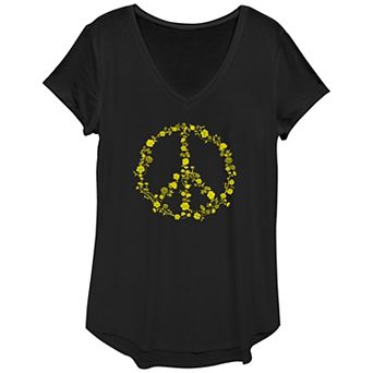 Women's Floral Apparel Peace Sign Graphic Tee