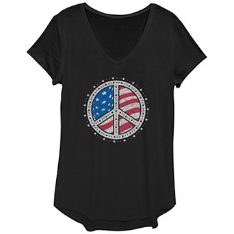 Women's Americana Peace Sign Stars Graphic Tee