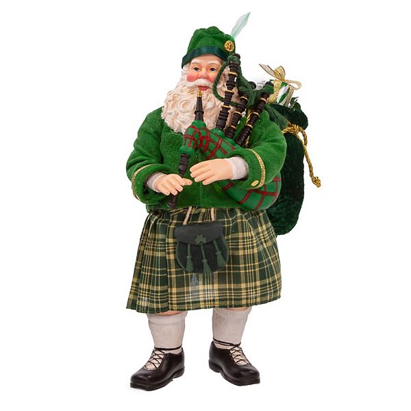 Kurt Adler Fabriché Musical Irish Bagpiper Santa Décor