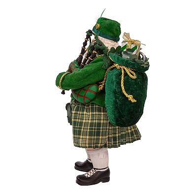 Kurt Adler Fabriché Musical Irish Bagpiper Santa Décor