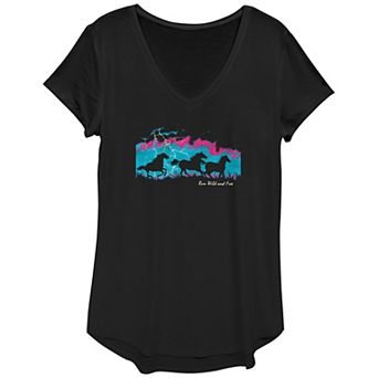 Women's Run Wild & Free Horses Thunder Graphic Tee