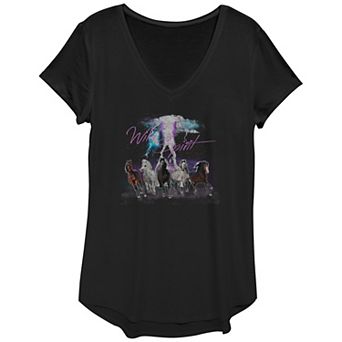 Women's Wild Spirit Horses Lightning Graphic Tee