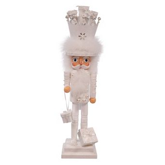 Kurt Adler Hollywood White King Nutcracker Holding Gifts Décor