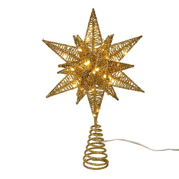 Kurt Adler Twinkling Gold Starburst LED PreLit Tree Topper