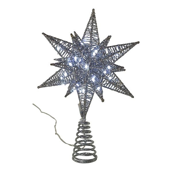 Kurt Adler Silver Starburst Twinkling LED PreLit Tree Topper