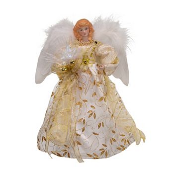 Kurt Adler LED Fiber Optic Gold Angel Tree Topper