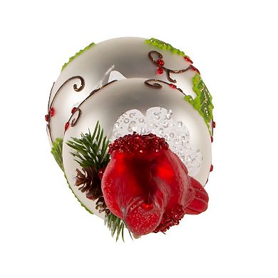 Kurt Adler Glass Holly and Cardinal Tree Topper