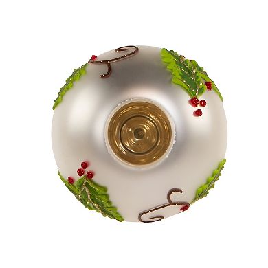 Kurt Adler Glass Holly and Cardinal Tree Topper