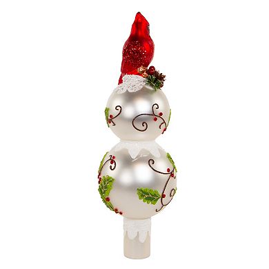 Kurt Adler Glass Holly and Cardinal Tree Topper