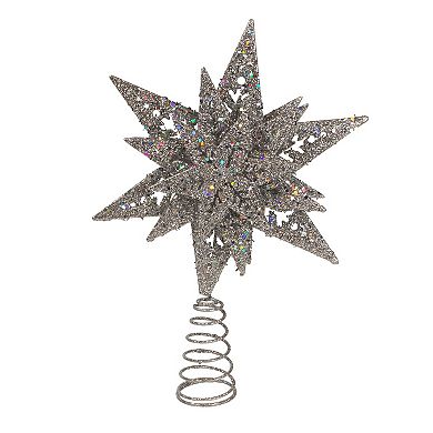Kurt Adler Silver Glittered Snowflake Tree Topper