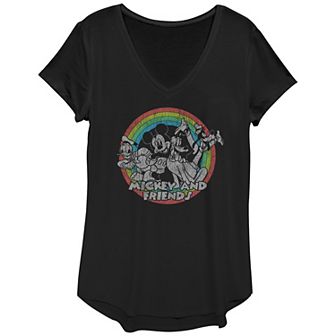 Women's Disney Mickey Classic Friends Rainbow Circle Graphic Tee