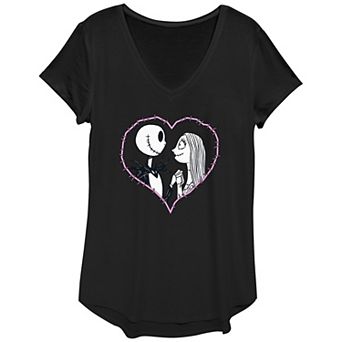 Women's Disney Nightmare Before Christmas Jack Sally Heart Graphic Tee