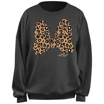 Disney's Minnie Mouse Leopard Print Bow Juniors' Fleece Pullover