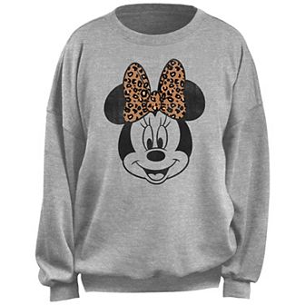 Disney's Minnie Mouse Leopard Print Bow Portrait Juniors' Fleece Pullover