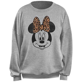 Disney's Minnie Mouse Leopard Print Bow Portrait Juniors' Fleece Pullover